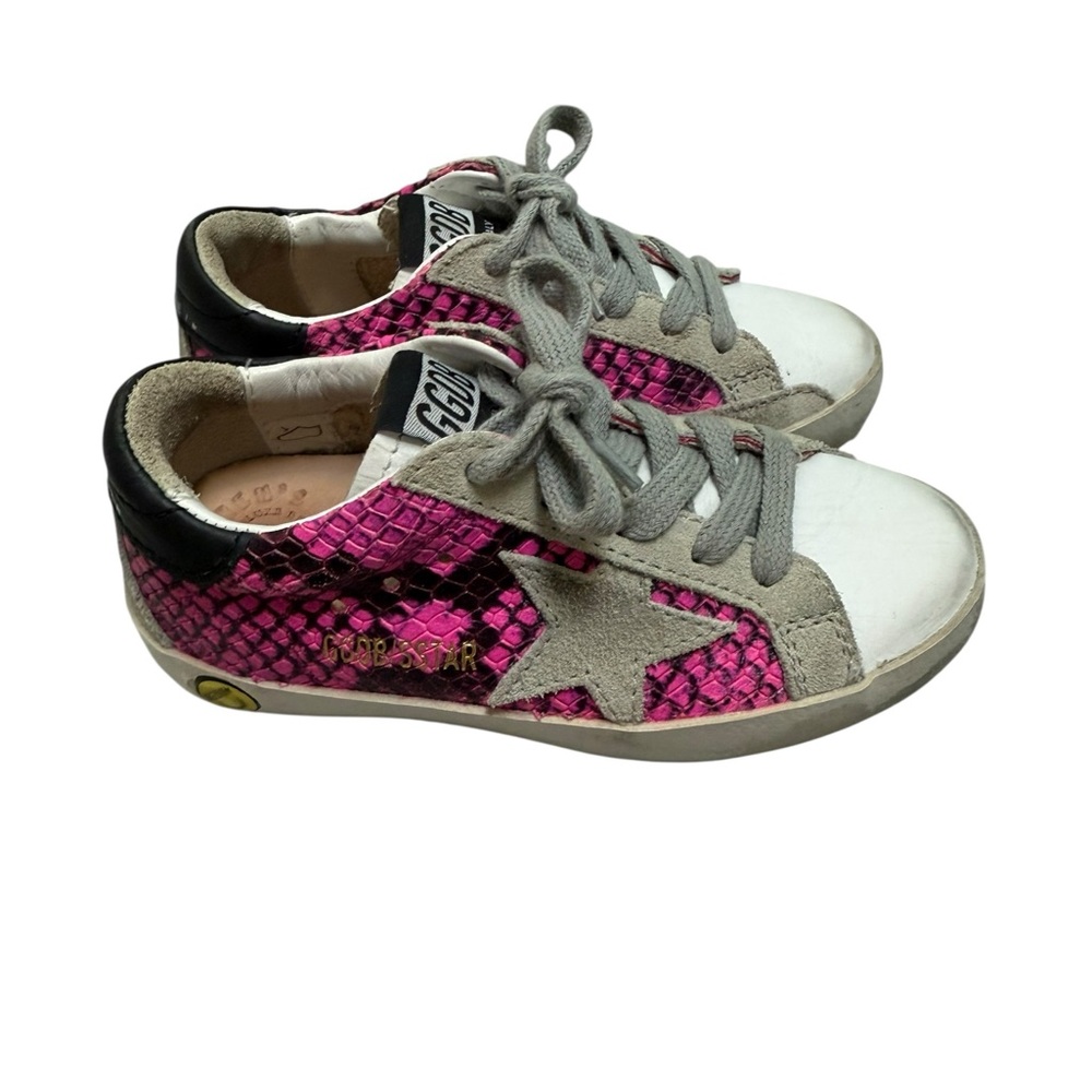 GOLDEN GOOSE Superstar Kids Fuchsia Snakeskin Sneakers - Size 25 / 8.5 - Picture 11 of 13